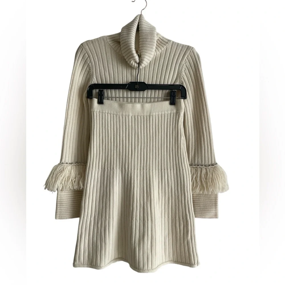 Jonathan Simkhai Cream Ribbed Turtleneck 

Skirt and sweater 100% Merino wool - Picture 2 of 16
